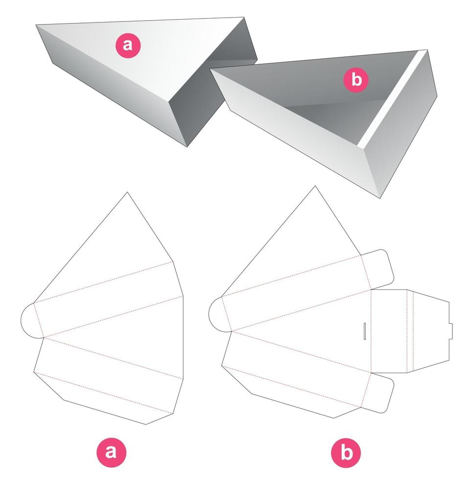 Caja triangular deslizante de cartón con plantilla troquelada de tapa vector