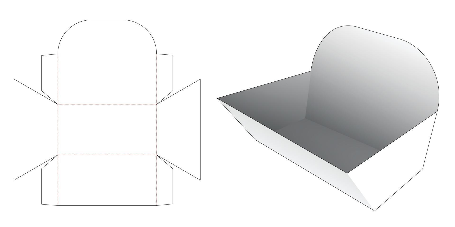 Trapezoid shaped tray die cut template vector