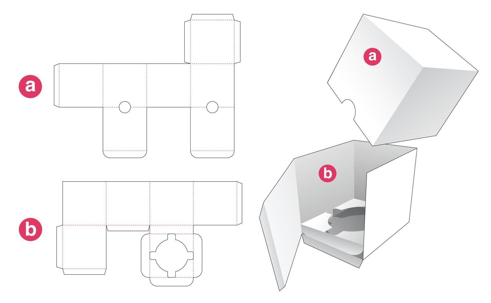 Cosmetic packaging with lid die cut template vector