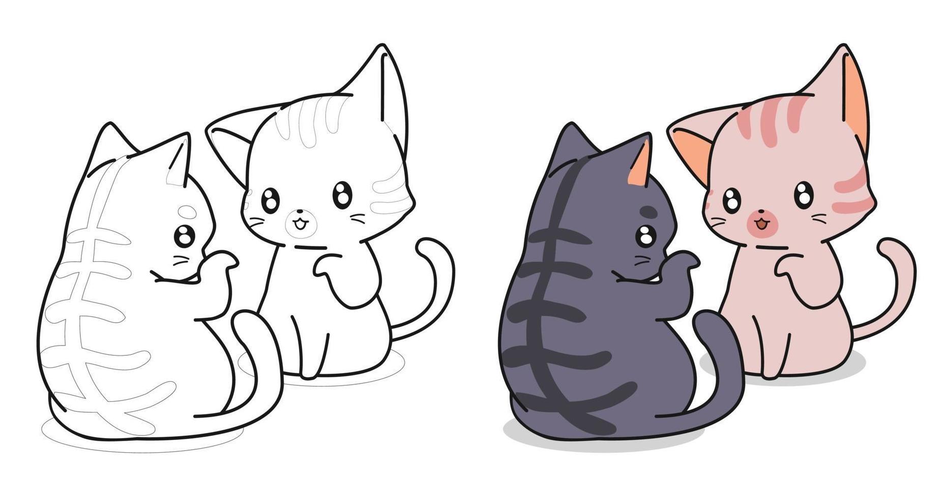 Cute cats are talking cartoon coloring page for kids vector