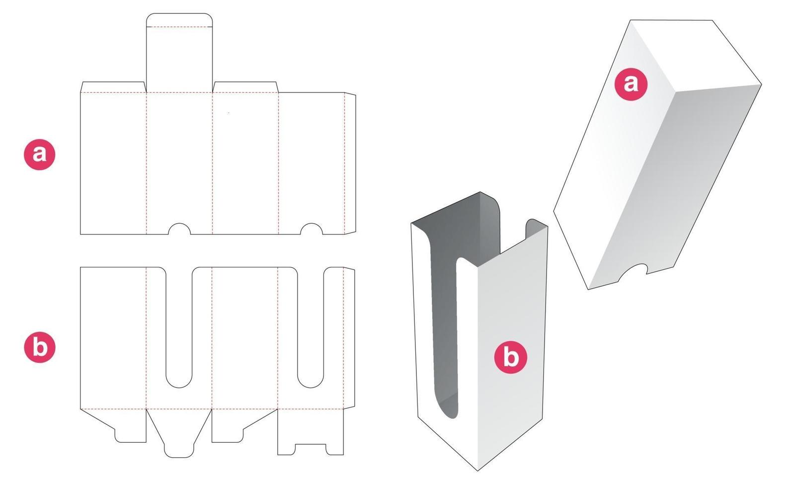 Tall box with lid die cut template vector