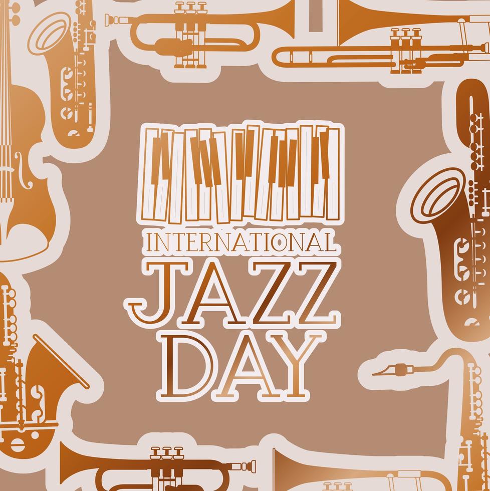 jazz day poster with piano keyboard vector