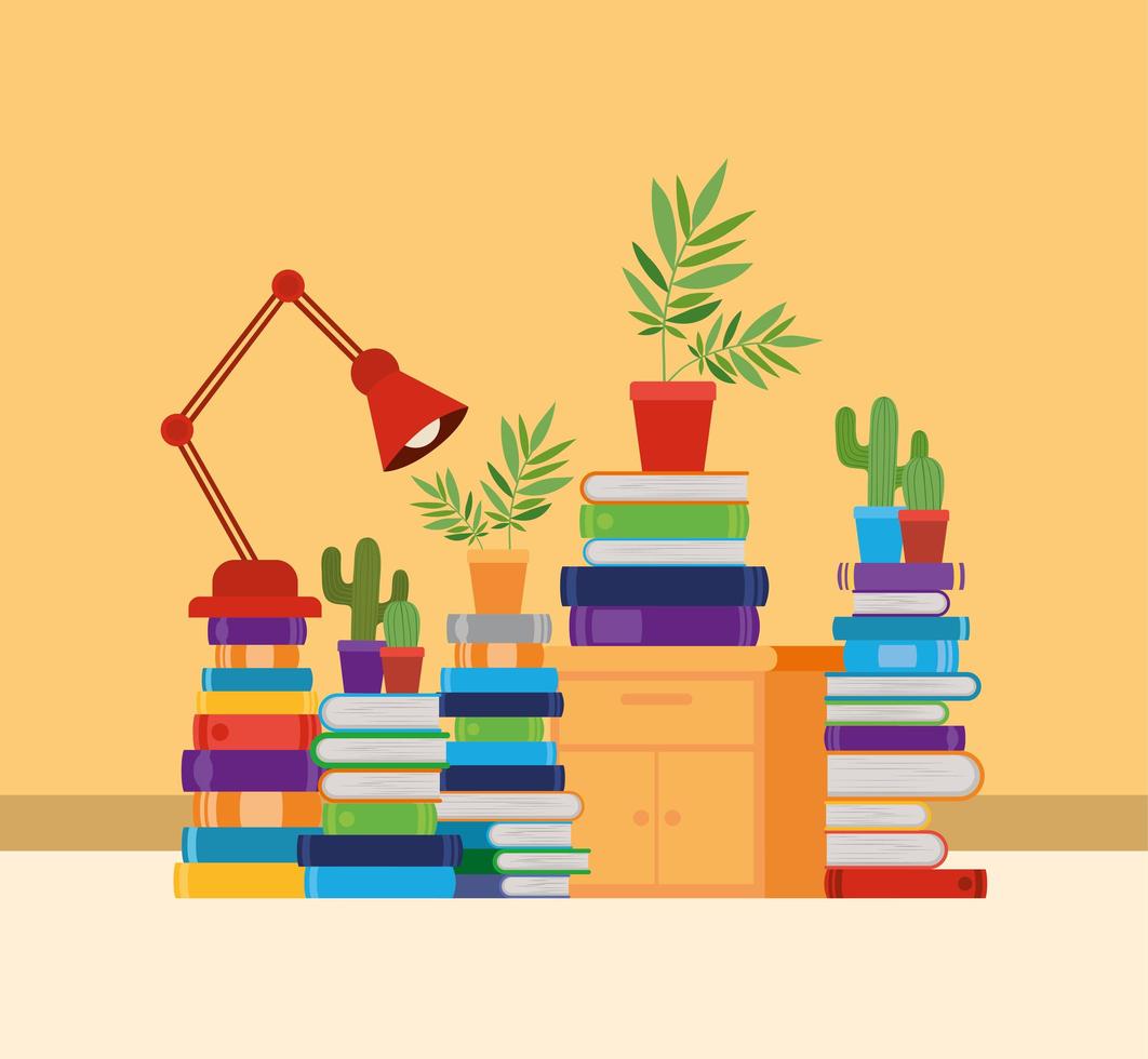 Home study room with books design vector