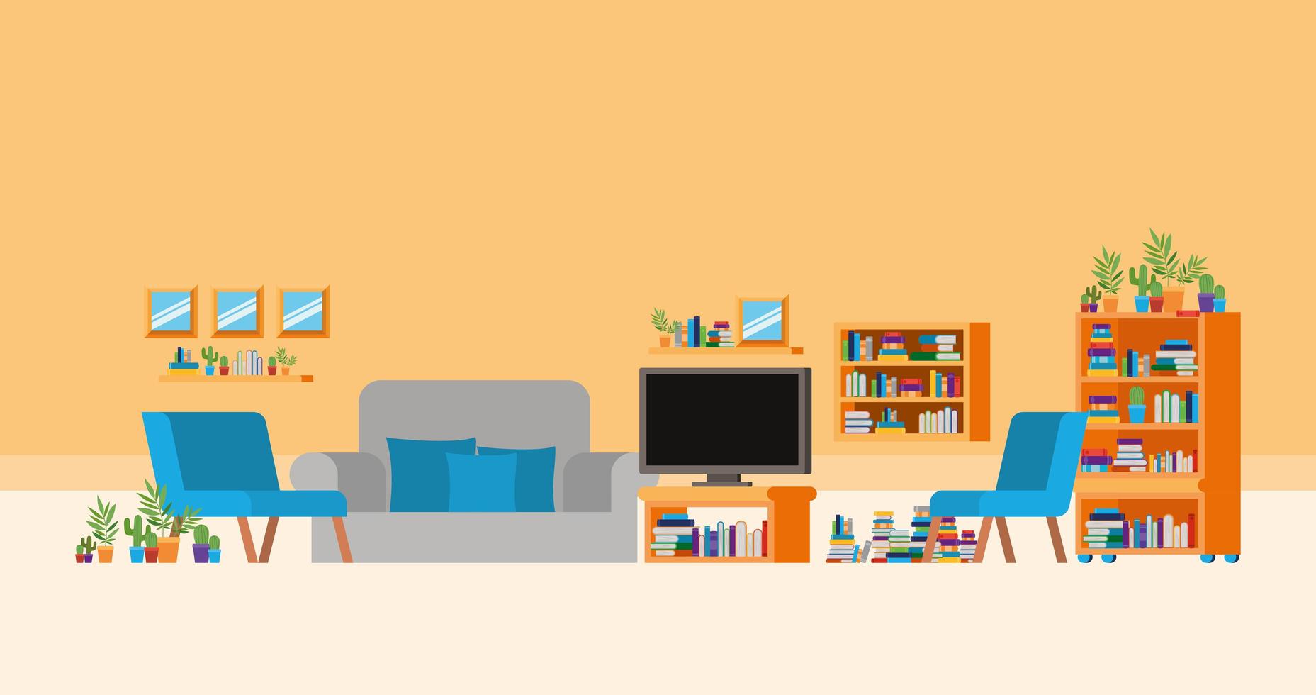 Home study room with books design vector