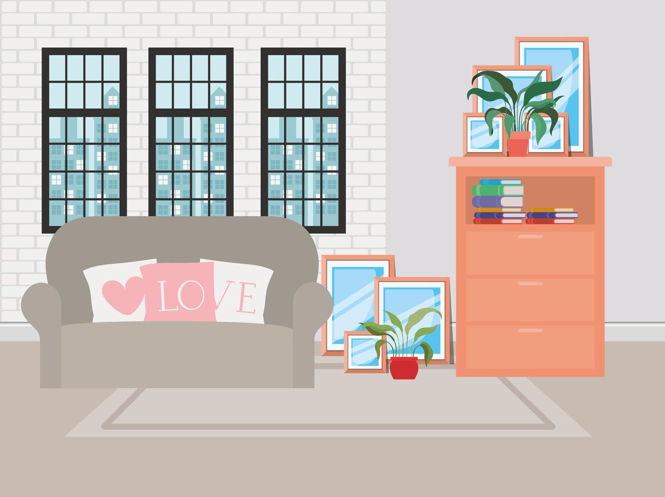 beautiful living room house scene vector