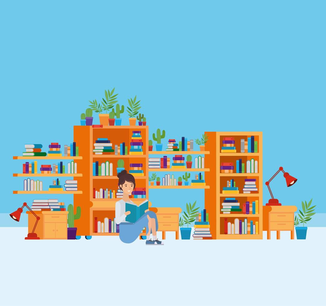 Home study room with books design vector