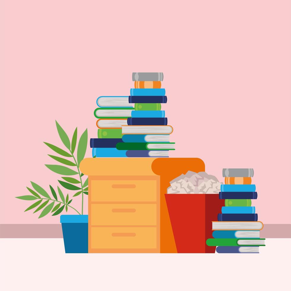 Home study room with books design vector