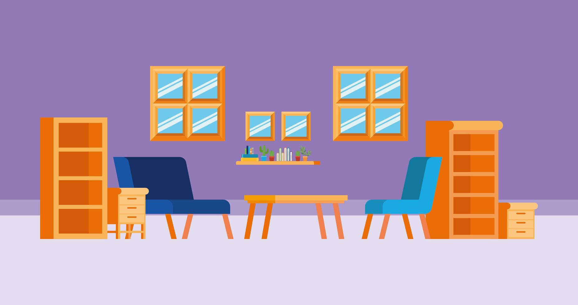 Home study room with books design vector