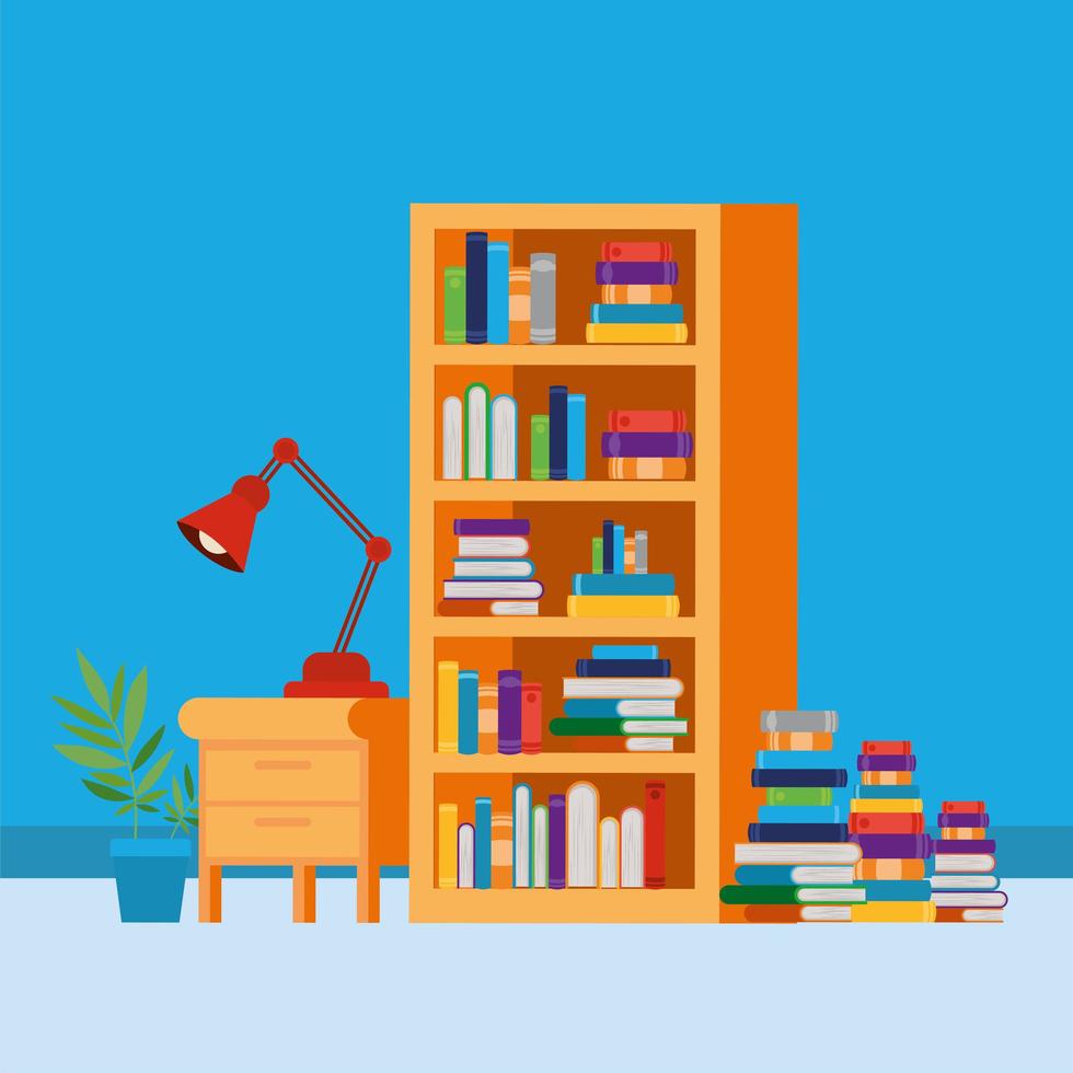 Home study room with books design vector