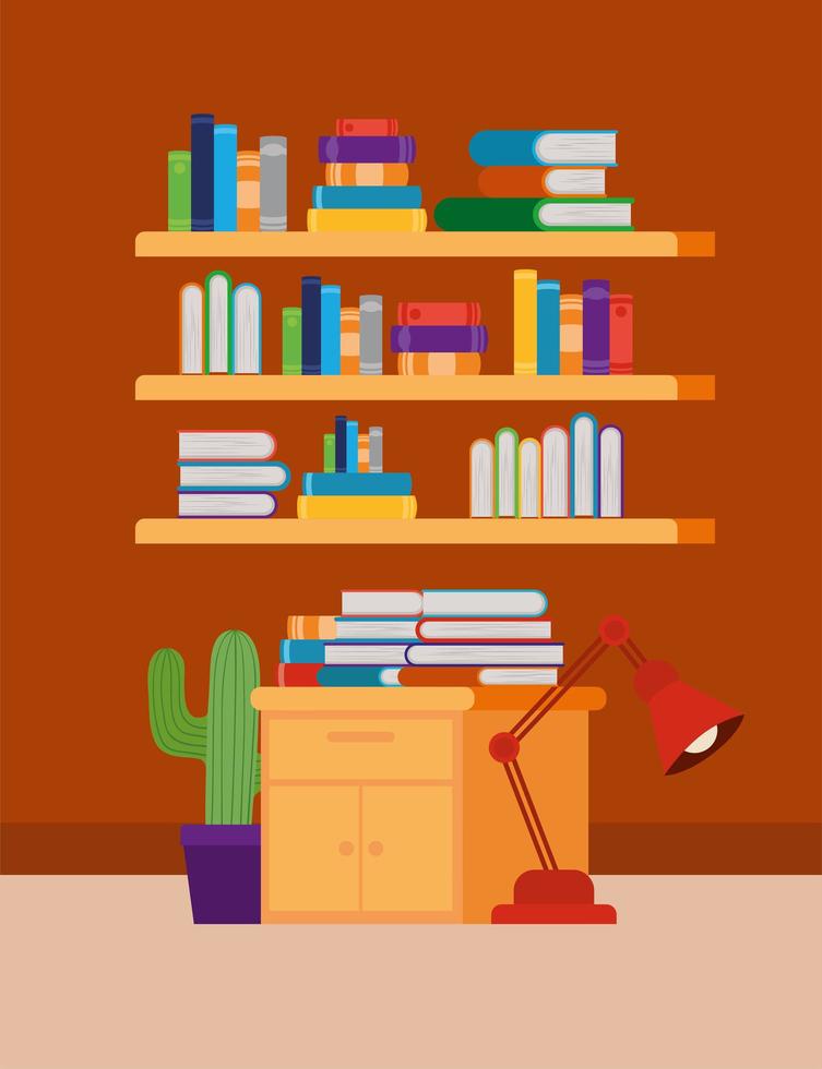 Home study room with books design vector