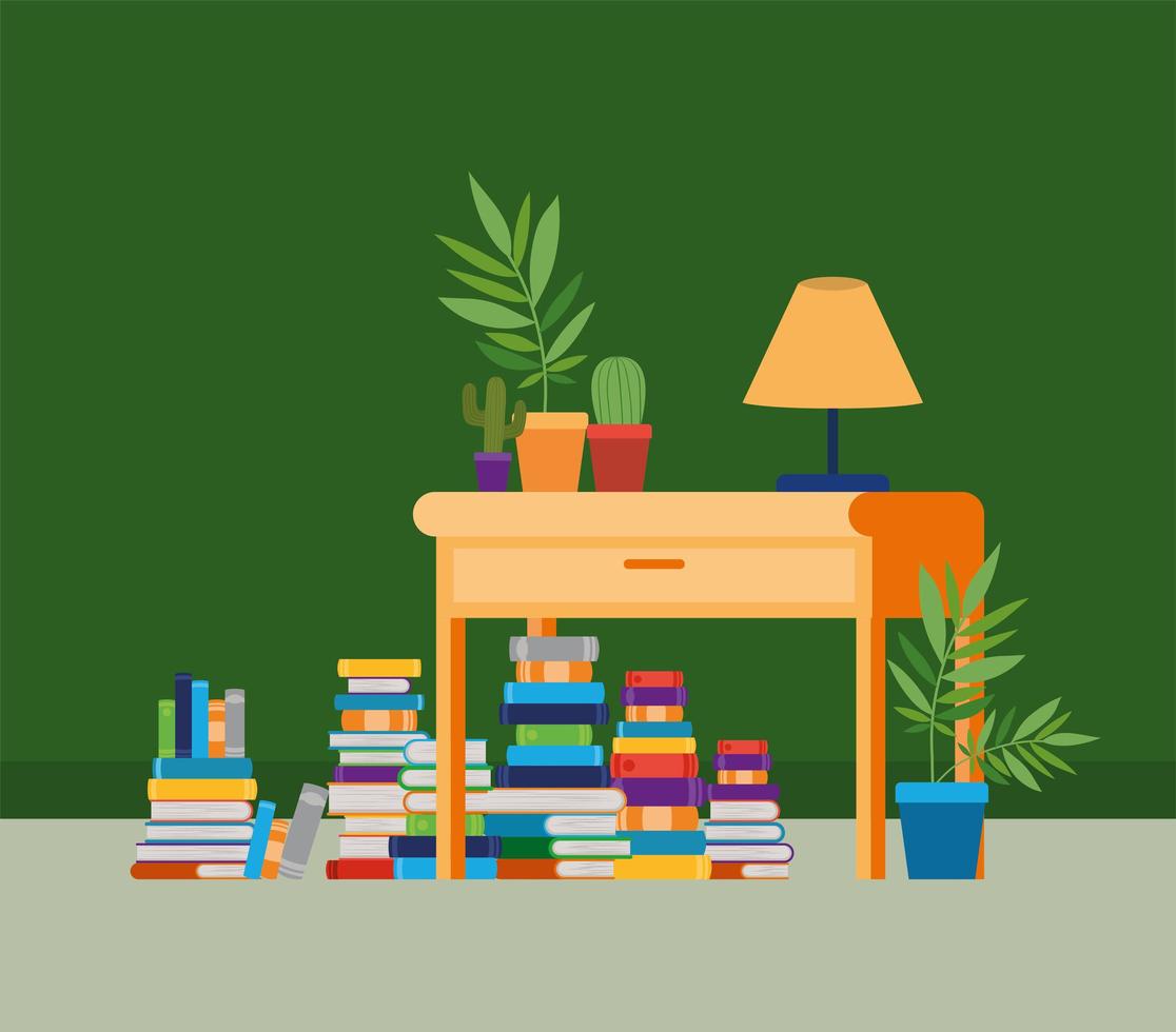 Home study room with books design vector