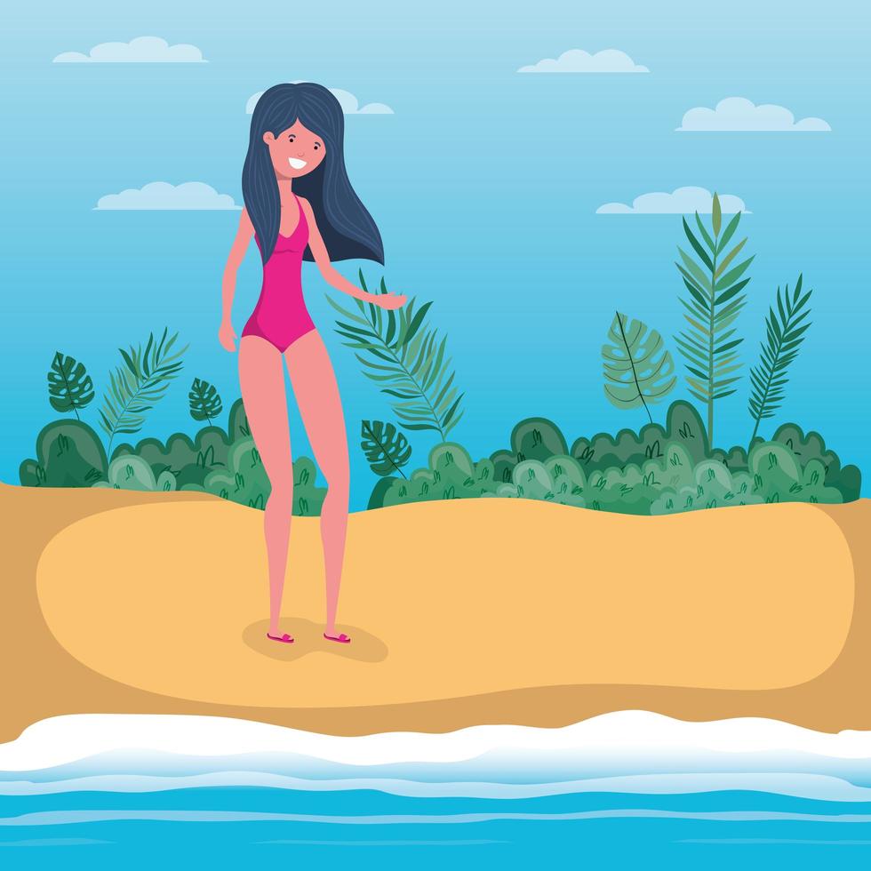 Young woman at the beach vector