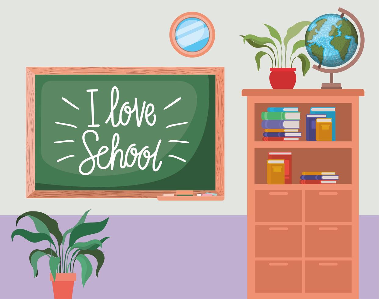 classroom with chalkboard scene vector