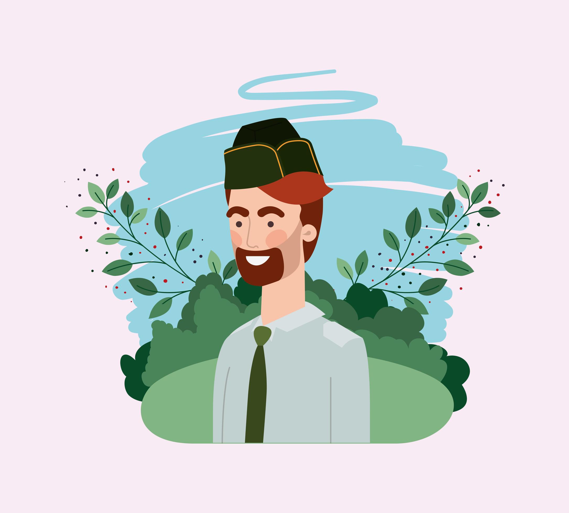 military man with uniform in the field 2068847 Vector Art at Vecteezy