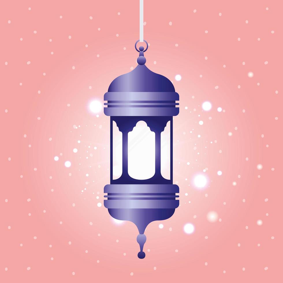 ramadan kareem blue lantern hanging vector