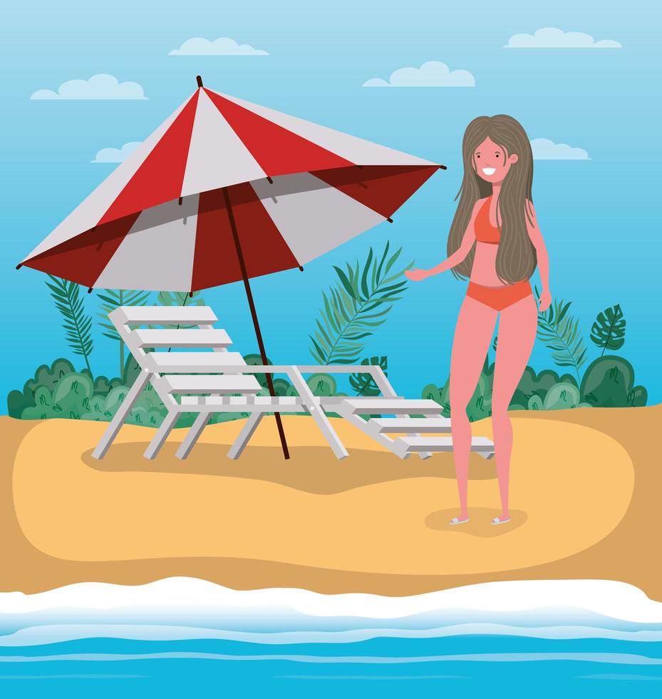 Girl with summer swimwear design vector