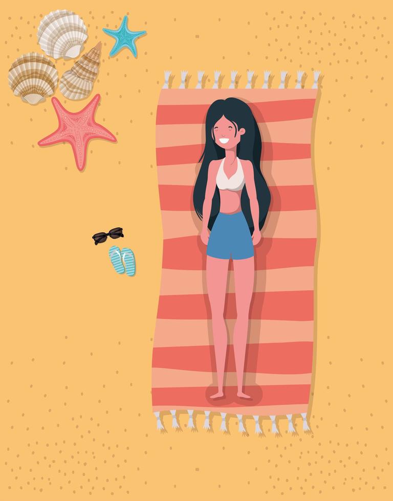 Young woman at the beach vector