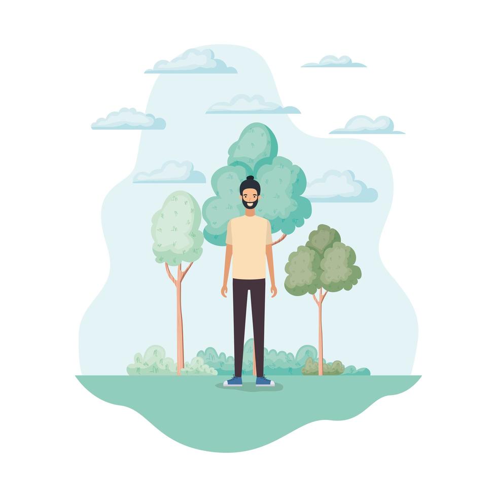 Isolated man in the park design vector