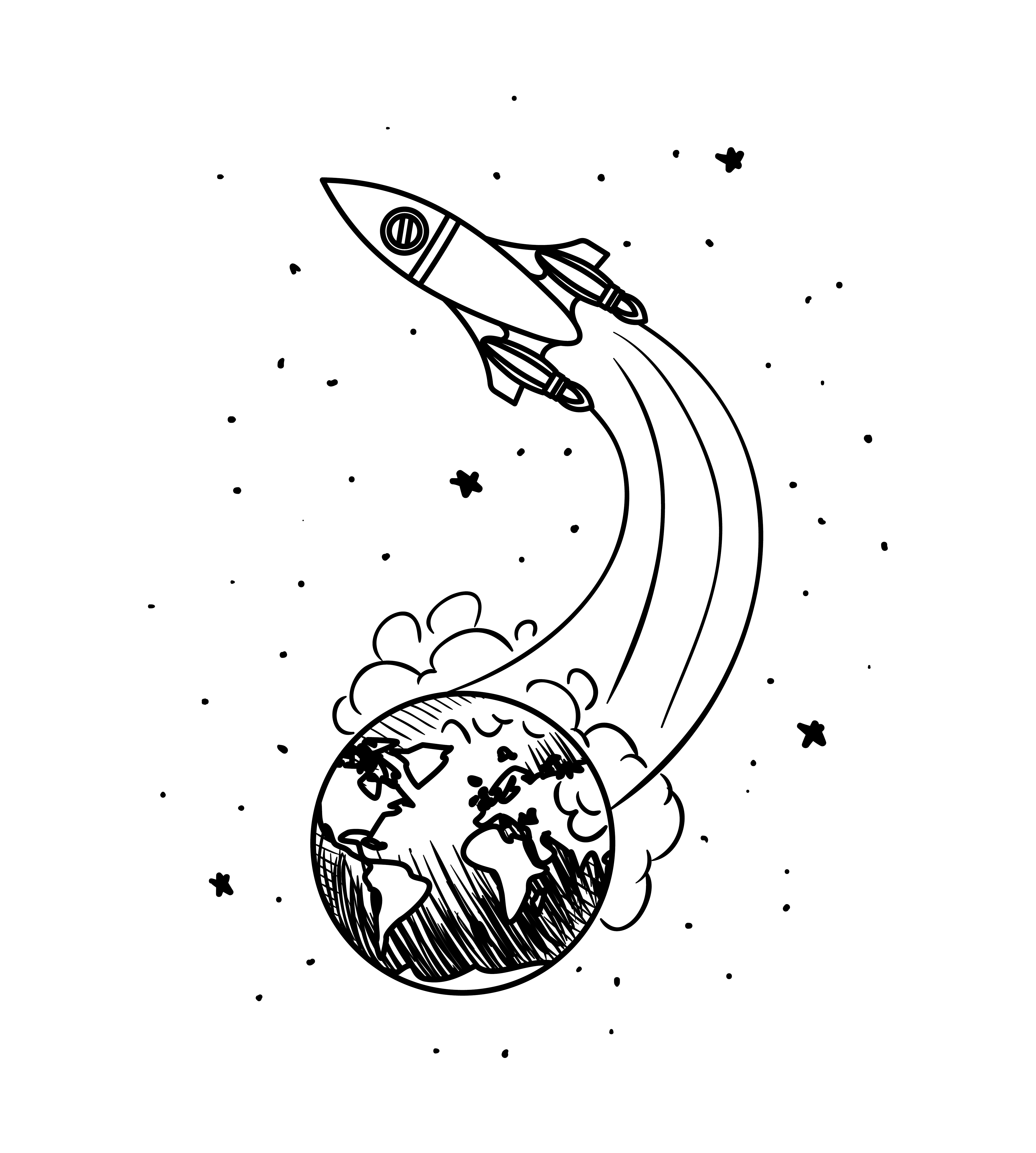Ракета и планеты рисунок
