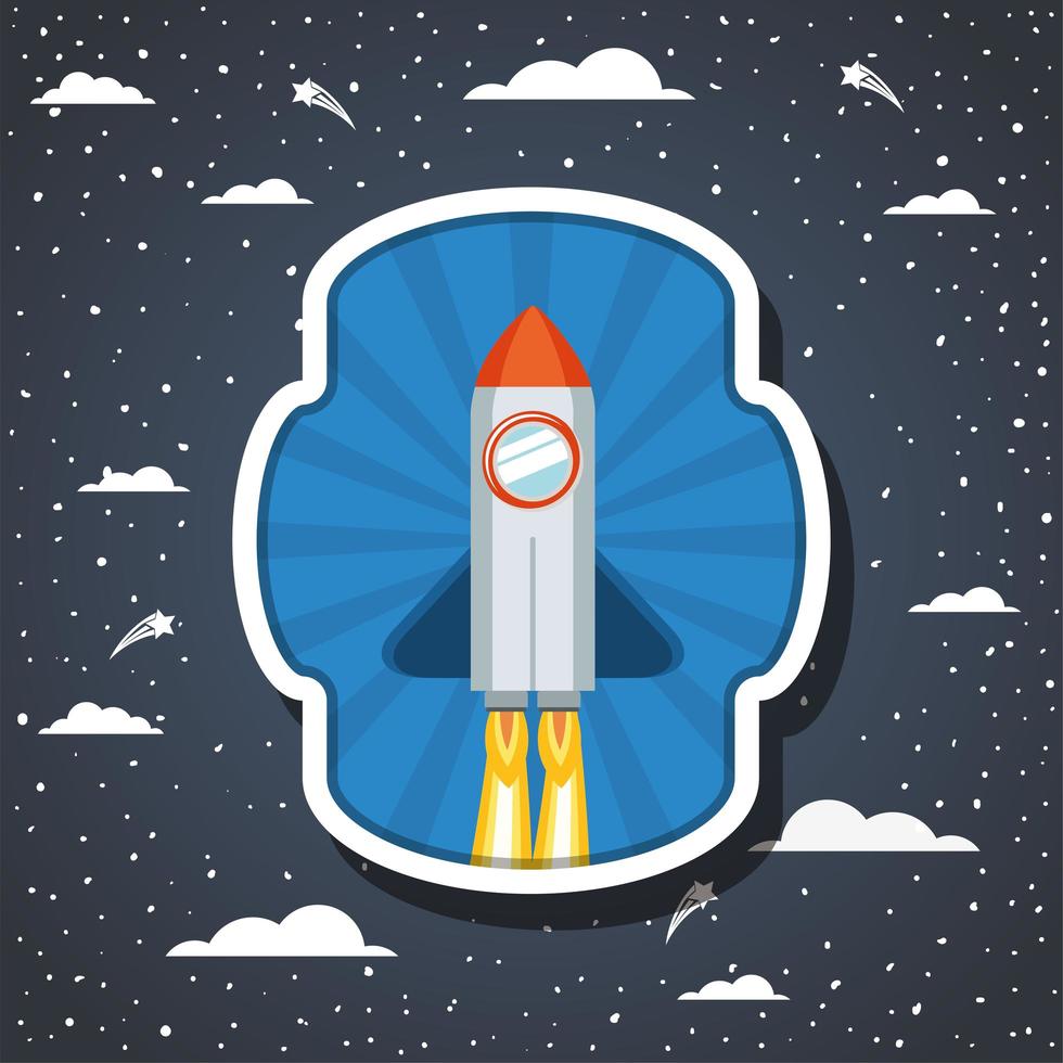 Rocket on a cloud background vector