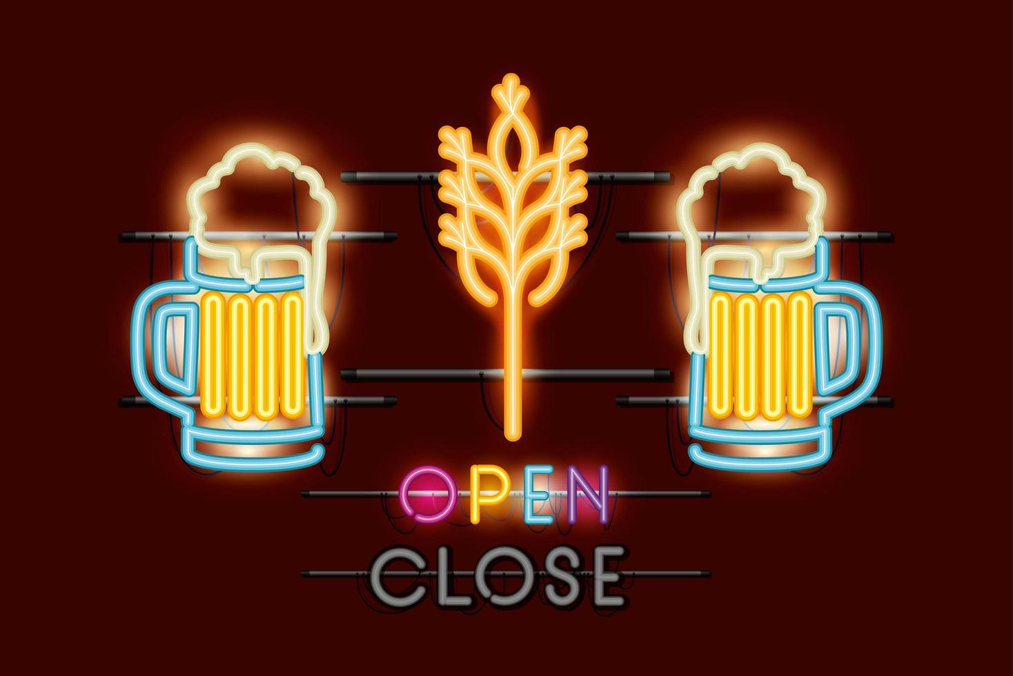 Open bar neon lights vector