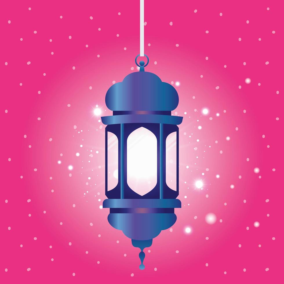 ramadan kareem linterna azul colgando vector