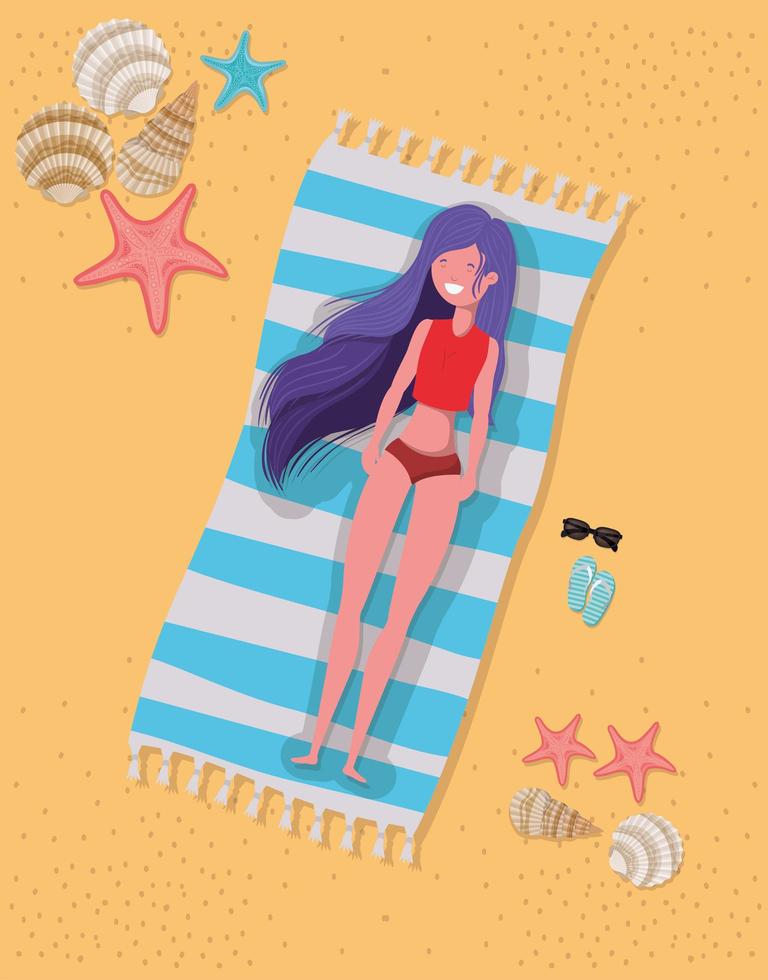 Young woman at the beach vector