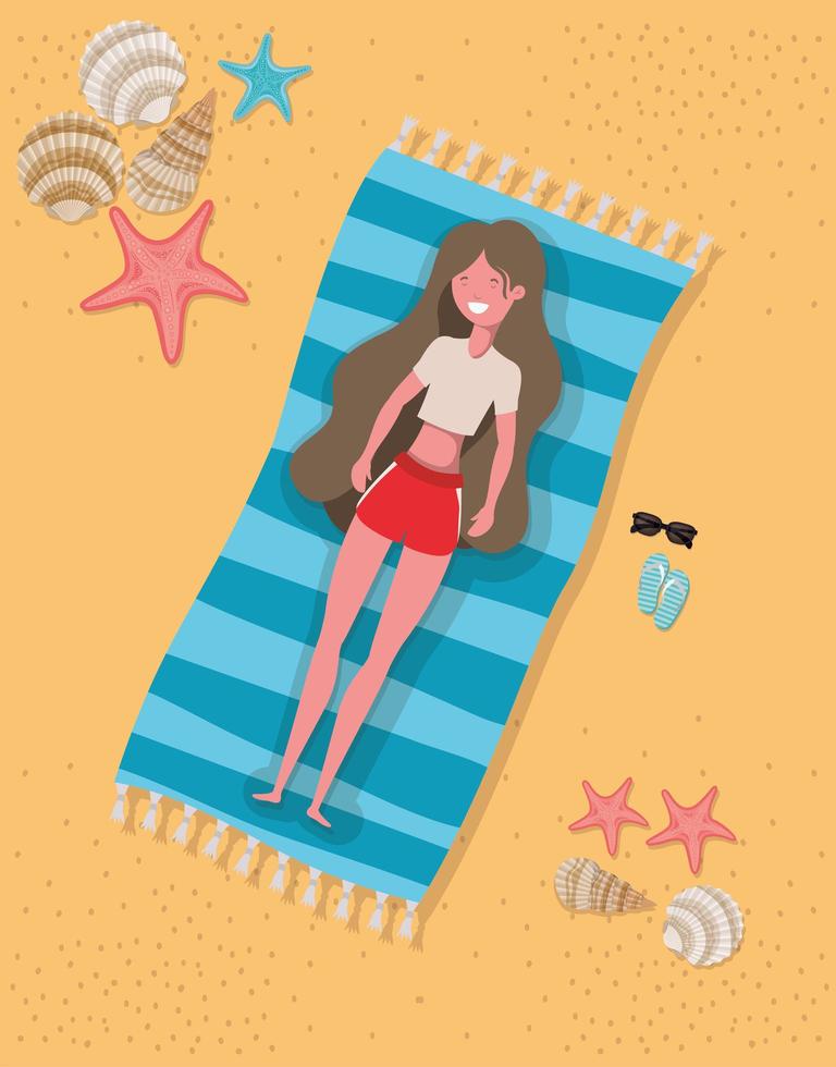 Young woman at the beach vector