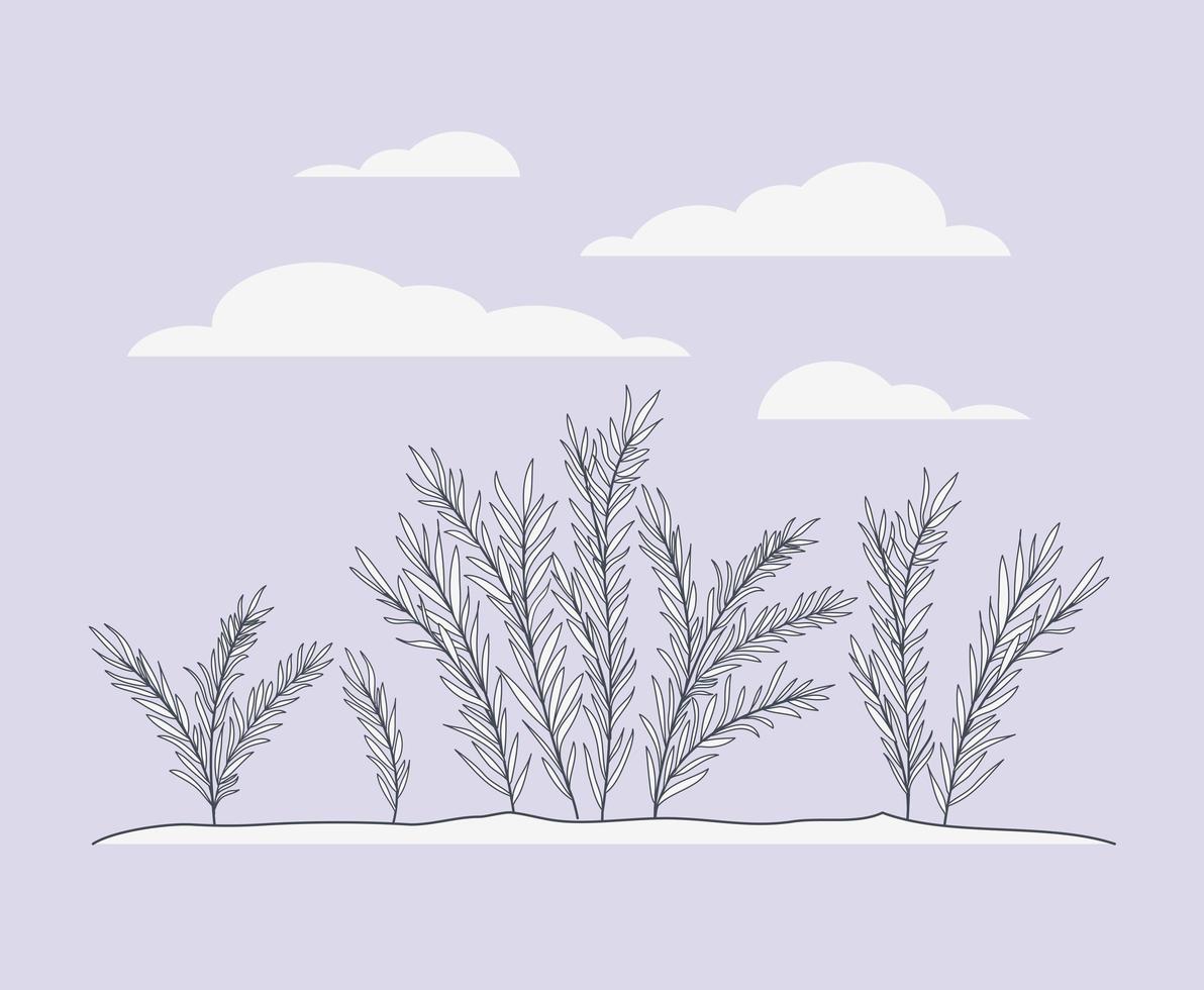 algae marine plants scene vector