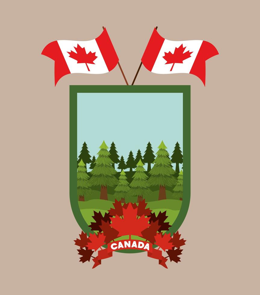 Canada symbol and maple leaves design vector