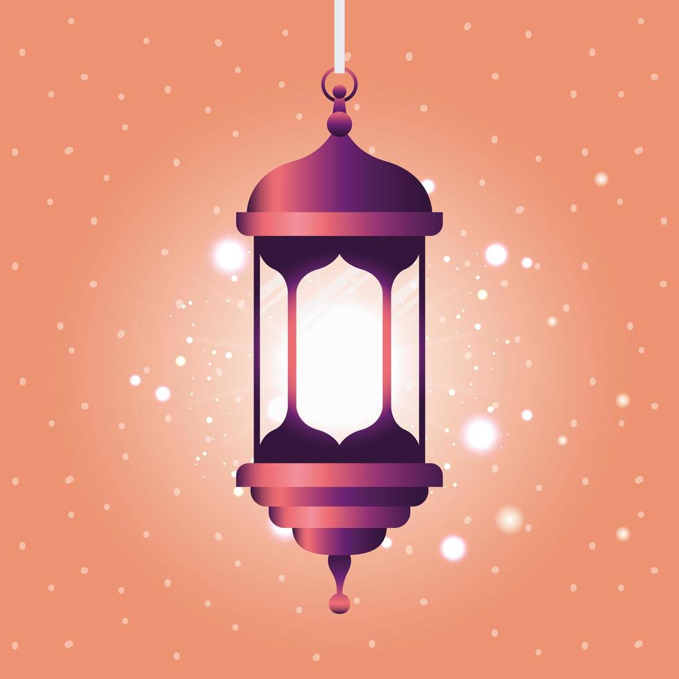 ramadan kareem linterna púrpura colgando vector