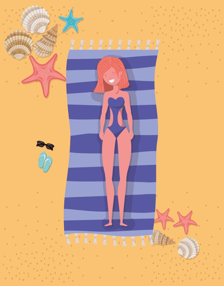Young woman at the beach vector