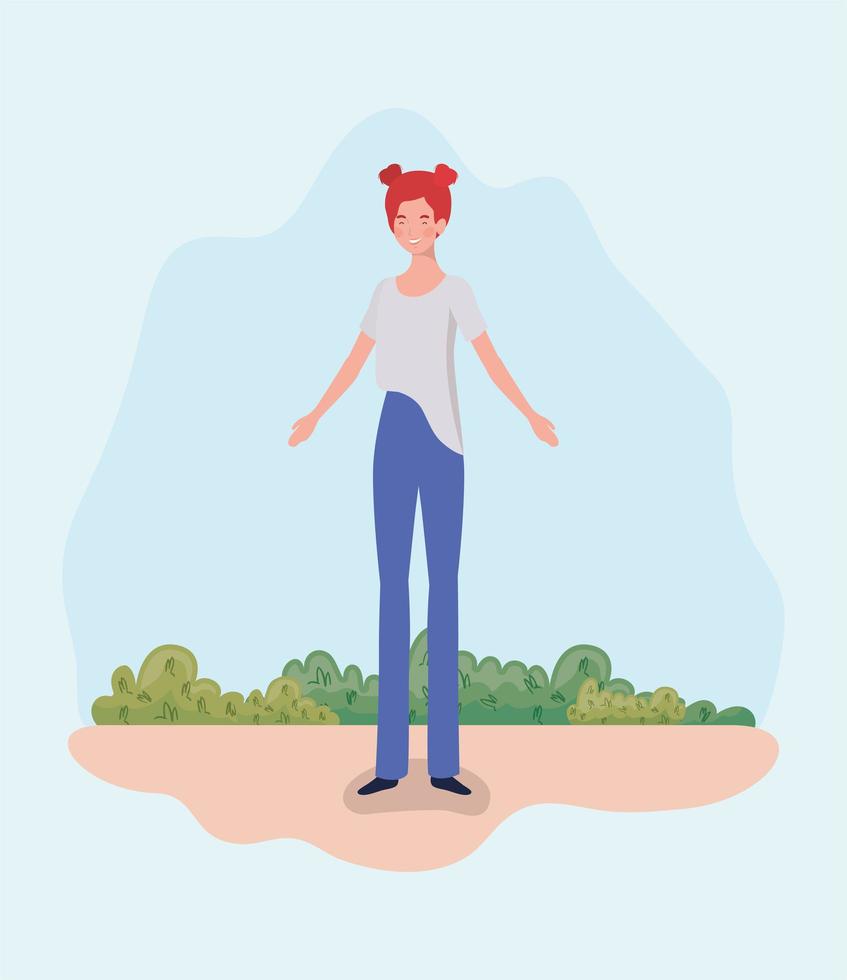 young woman standing outdoors vector