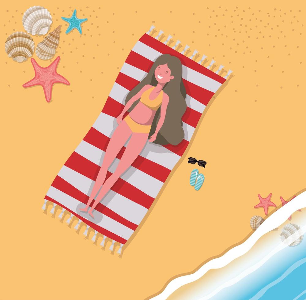 Young woman at the beach vector