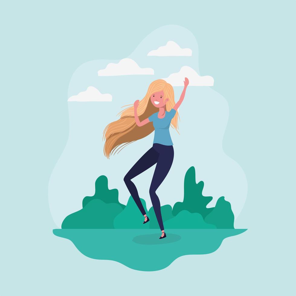 Avatar girl jumping in the park design vector