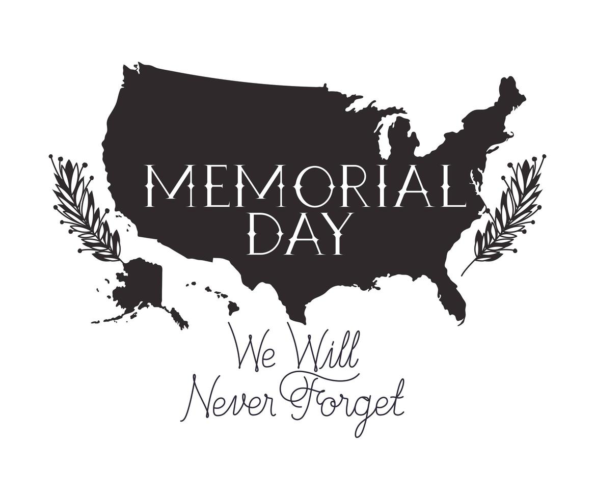 memorial day celebration with usa map vector