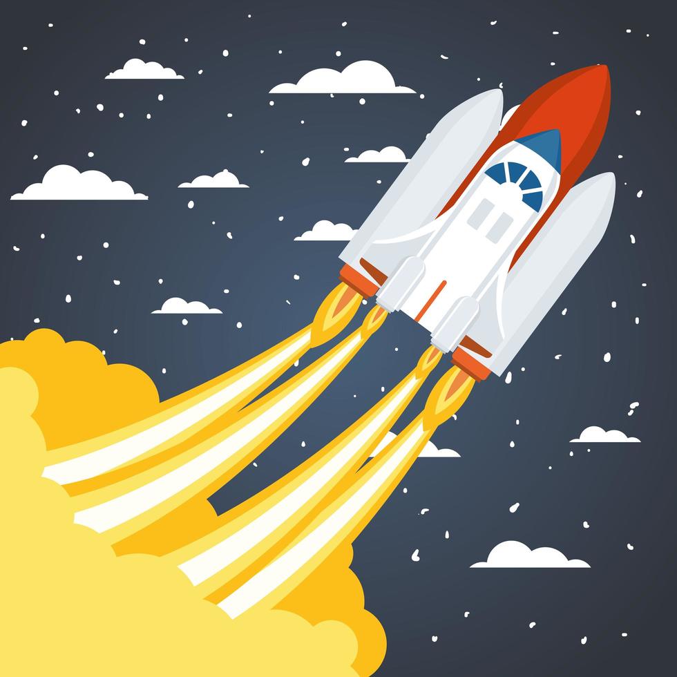 Rocket on a cloud background vector