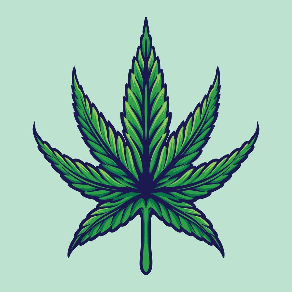 ilustración de hoja de cannabis botánico de malezas vector