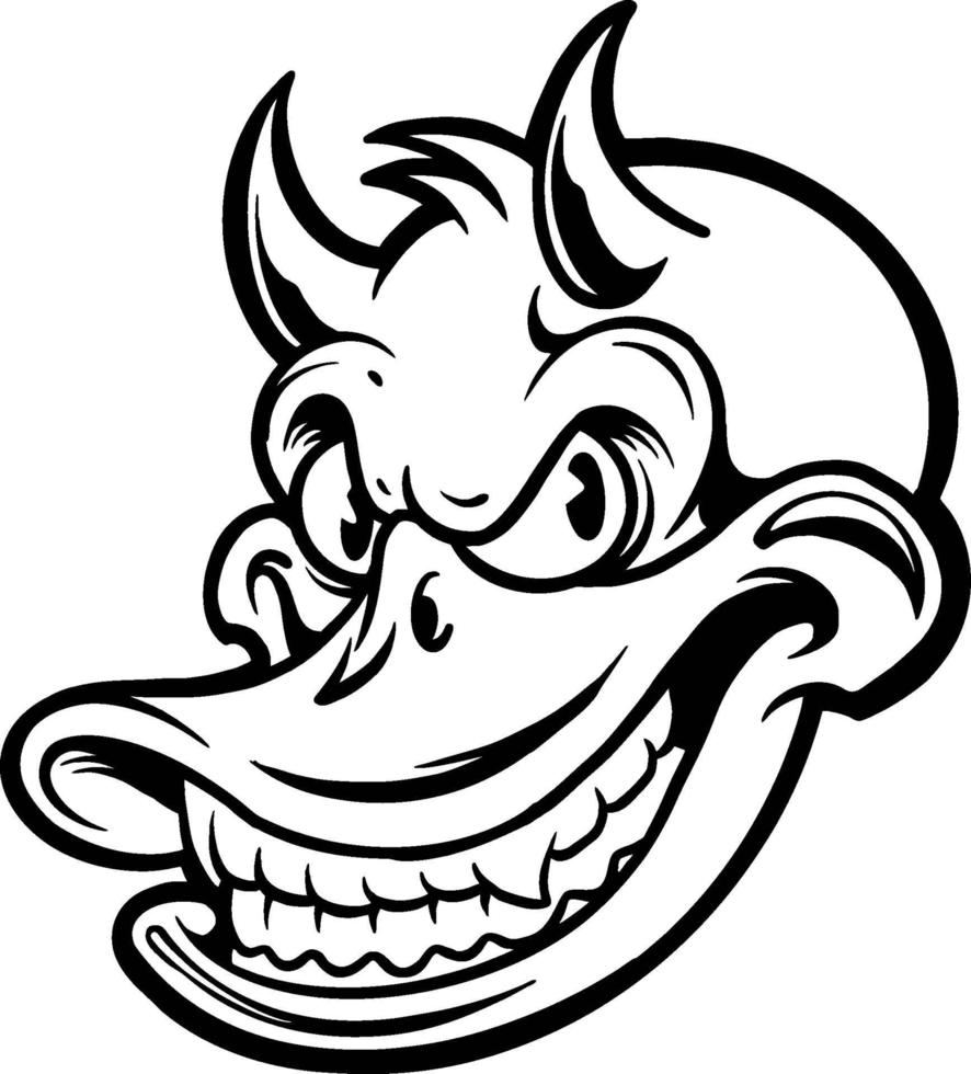 Smiling duck devil character, Mascot Silhouette vector