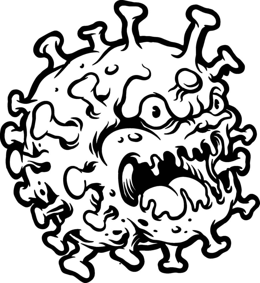 silueta de ilustración de mascota de virus covid 19 vector