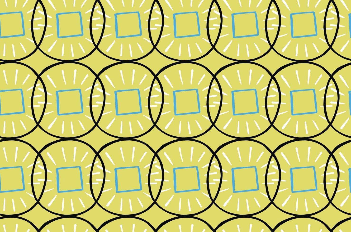 Vector texture background, seamless pattern. Hand drawn, yellow, black, blue, white colors.