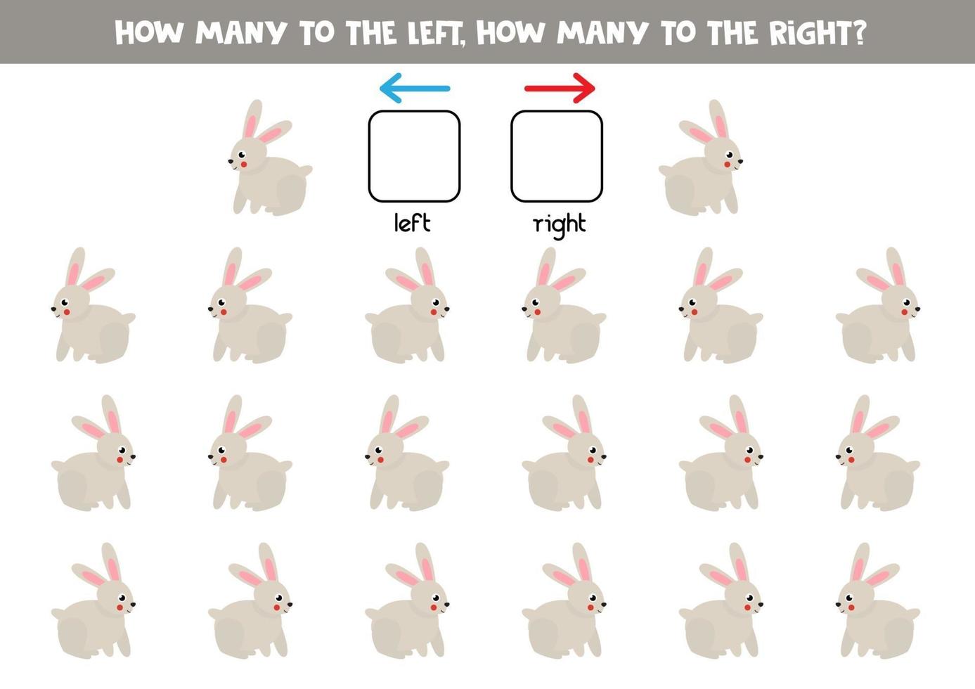 Left or right with cute rabbit. Logical worksheet for preschoolers. vector