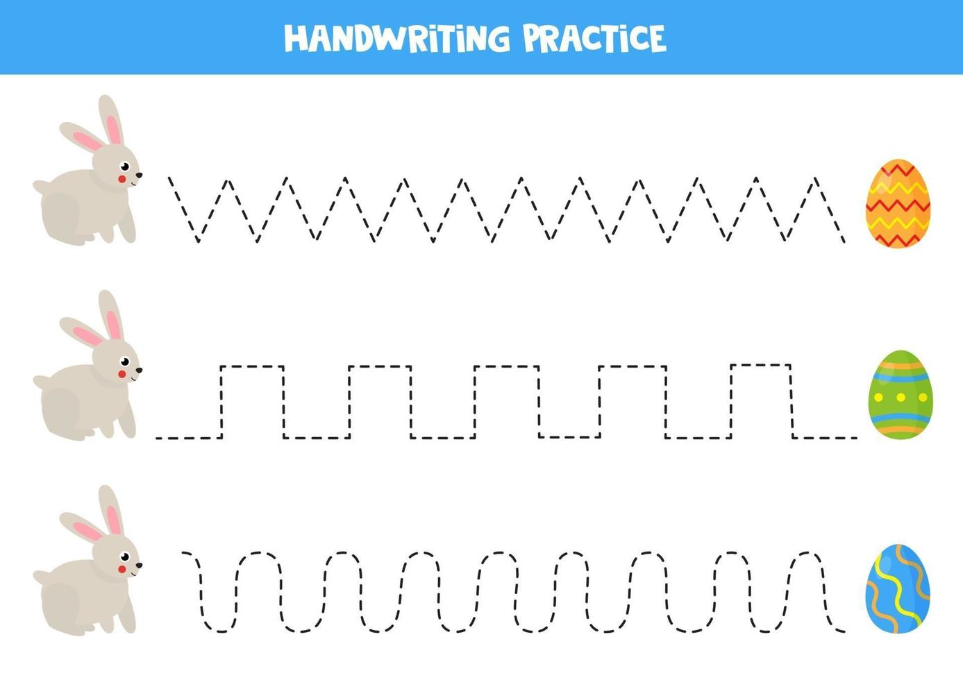 Trace the lines with cute rabbit and Easter eggs. vector