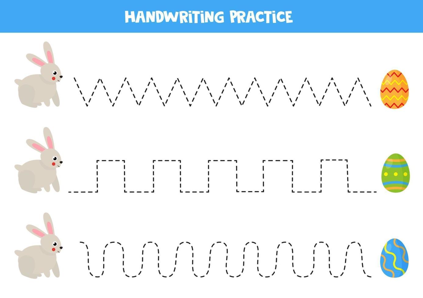 traza las líneas con un lindo conejo y huevos de pascua. vector