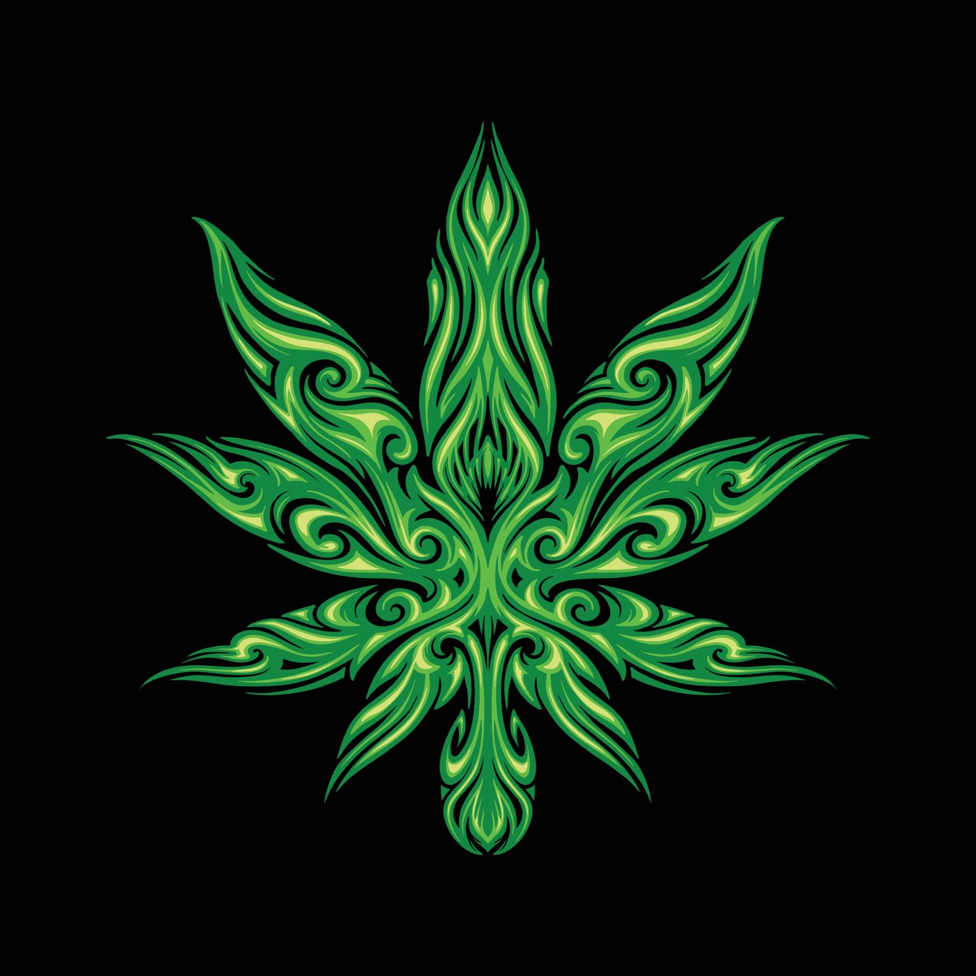 Tribal Weed Leaf Tattoo
