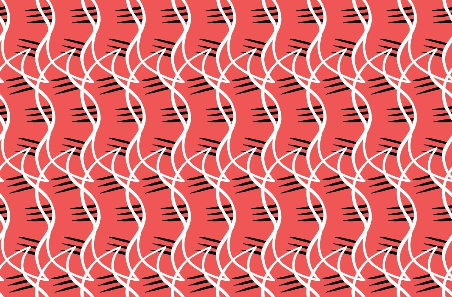 Vector texture background, seamless pattern. Hand drawn, red, white, black colors.