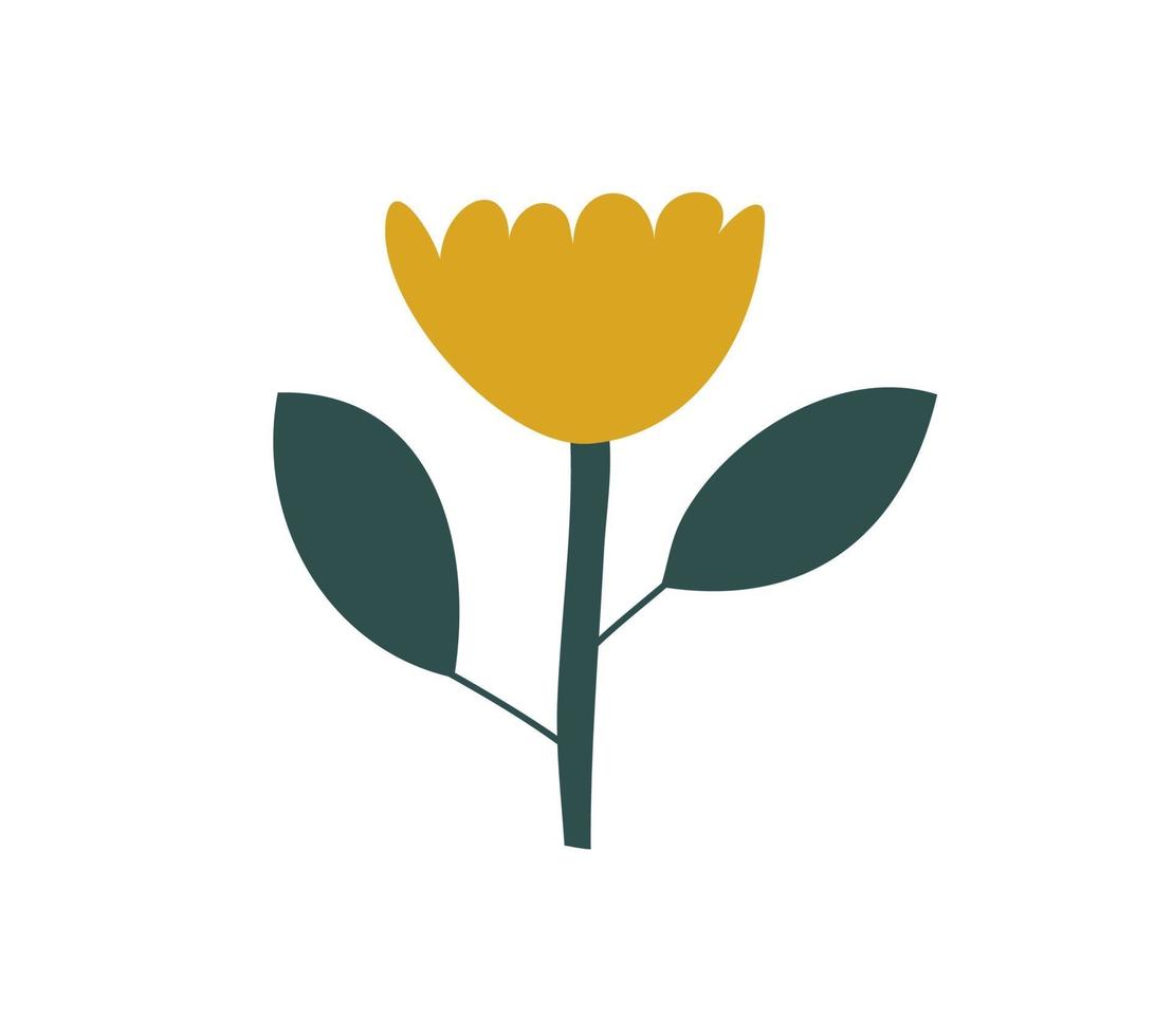 vector estilizada flor de primavera amarilla. elemento de arte de ilustración escandinava. imagen floral decorativa de verano para la tarjeta de felicitación de San Valentín o un cartel, banner de vacaciones.