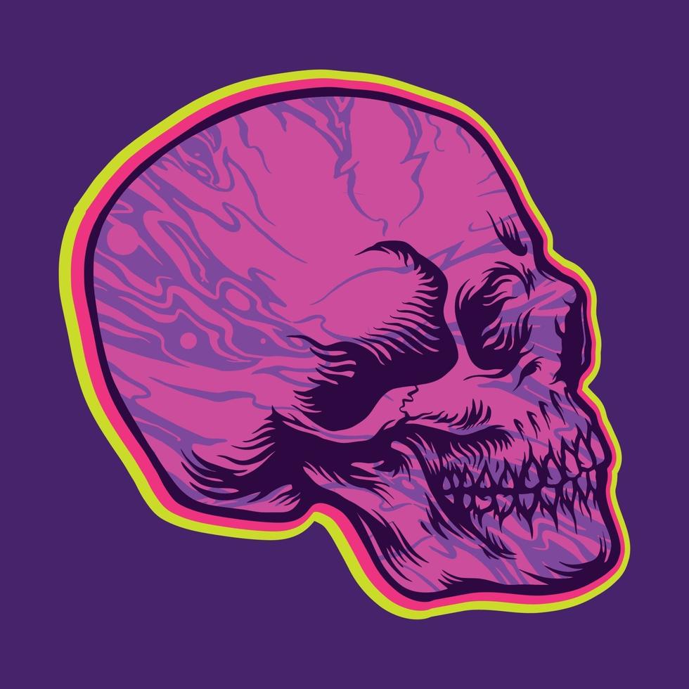 Skull Side Hippie Psychedelic Illustrations vector