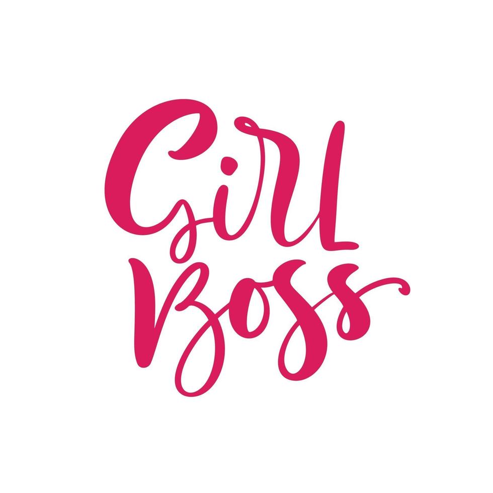 Vector calligraphy lettering text Girl boss. Hand drawn kids modern quote and brush pen lettering isolated on white. Children design greeting cards, invitation print, baby t-shirt.