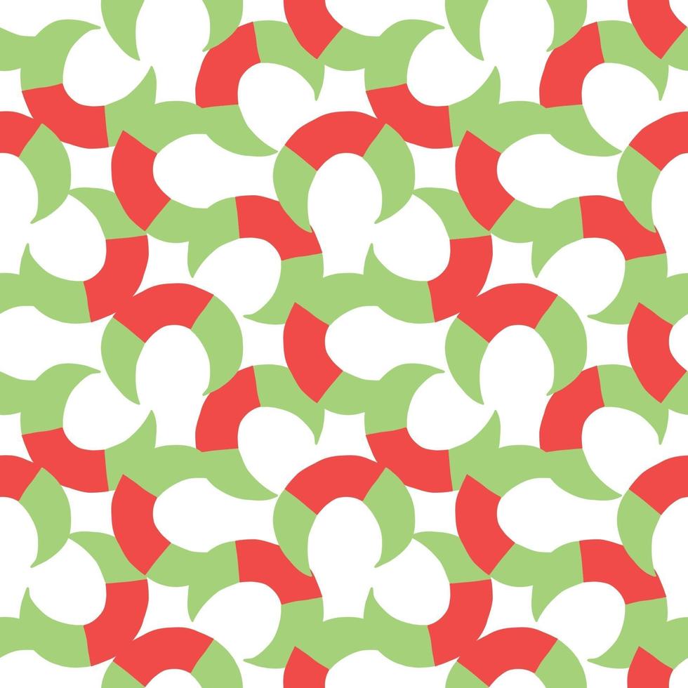 Vector seamless texture background pattern. Hand drawn, green, red, white colors.